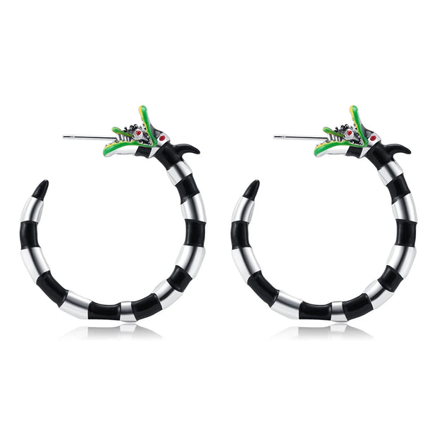 Halloween Creative Beetlejuice Hoop Earrings Sandworm