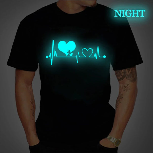 Music Symbol Heartbeat Luminous T Shirt