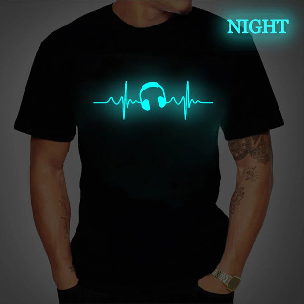 Music Symbol Heartbeat Luminous T Shirt