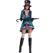 Halloween Alice In Wonderland Clock Mad Hatter Cosplay Costume