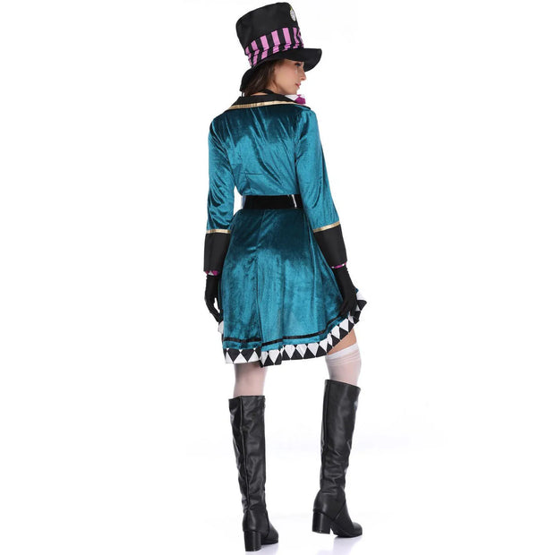 Halloween Alice In Wonderland Clock Mad Hatter Cosplay Costume