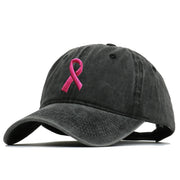 Breast Cancer Awareness Baseball Hats with Embroidered Ribbon