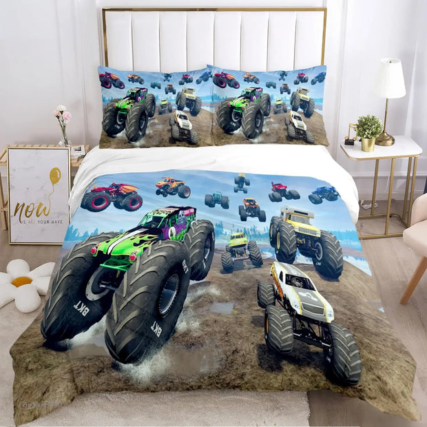 Cartoon Monster Truck Comforter Bedding Sets