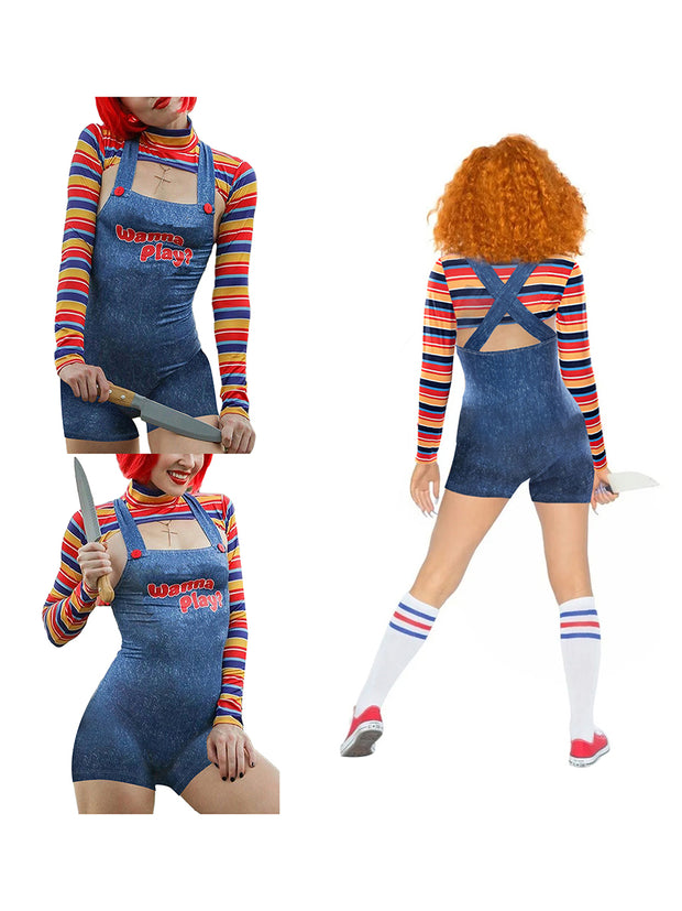 Women Sexy 2 Pcs Killer Chucky Doll Wanna Play