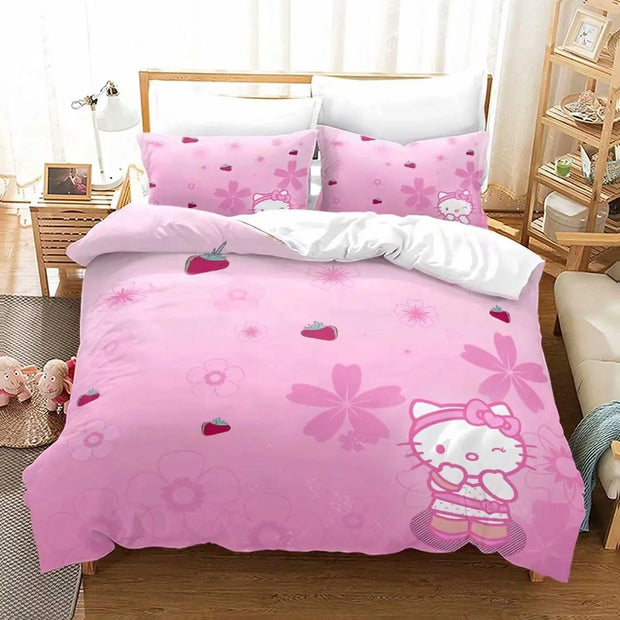 Sanrio Hello Kitty Bedding Sets Comforter 3 Piece Sets