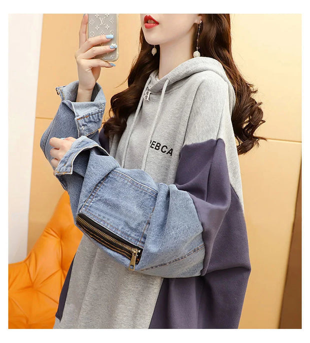 Vintage Women Patchwork Sweatshirt