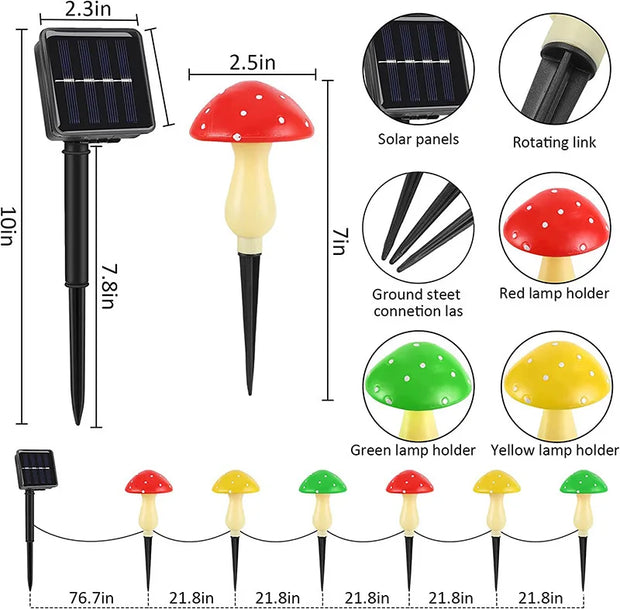 6 Solar Mushroom Lights