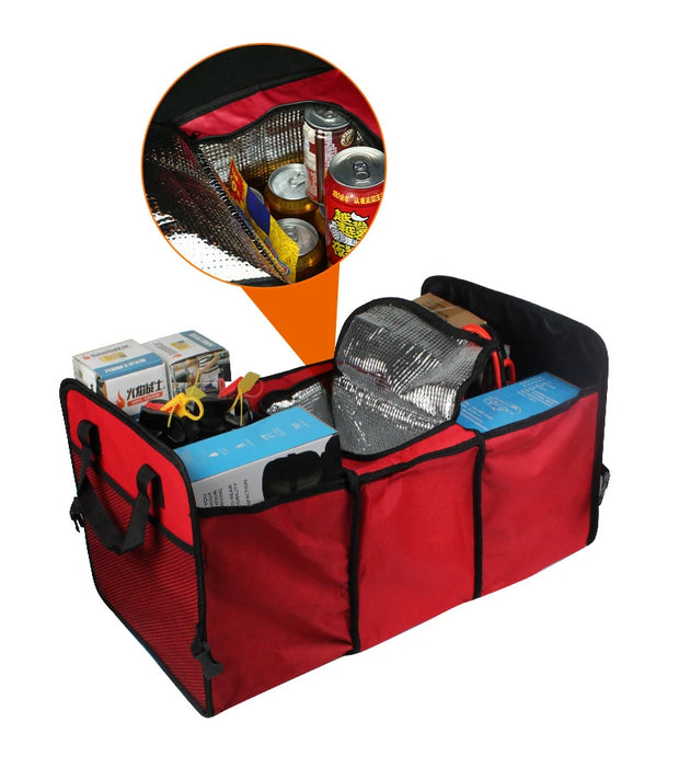 Portable Trunk Storage 3-in-1 Foldable Multi Compartment Organizer w/ Cooler