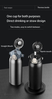 2L Stainless Steel Thermal Bottle With Straw