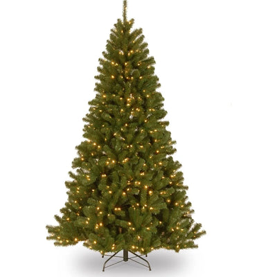 Pre-Lit Artificial Christmas Tree, North Valley Spruce, White Lights, Includes Stand