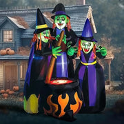 6 FT Tall Halloween Inflatable Three Witch Around Cauldron