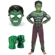 Child Hulk Muscle Costume Superhero Hulk Cosplay Muscle Costume Mask Fist Plush Gloves Child Boys Halloween Christmas Clothes