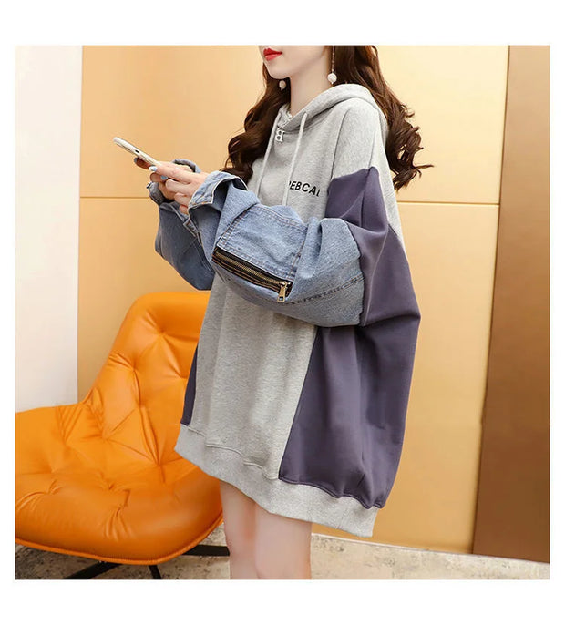 Vintage Women Patchwork Sweatshirt