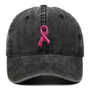 Breast Cancer Awareness Baseball Hats with Embroidered Ribbon