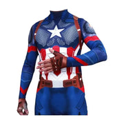 Captain America Cosplay Costume Jumpsuit Superhero Party Halloween Captain Bodysuit Zentai Suit for Audlt boys Asian Size