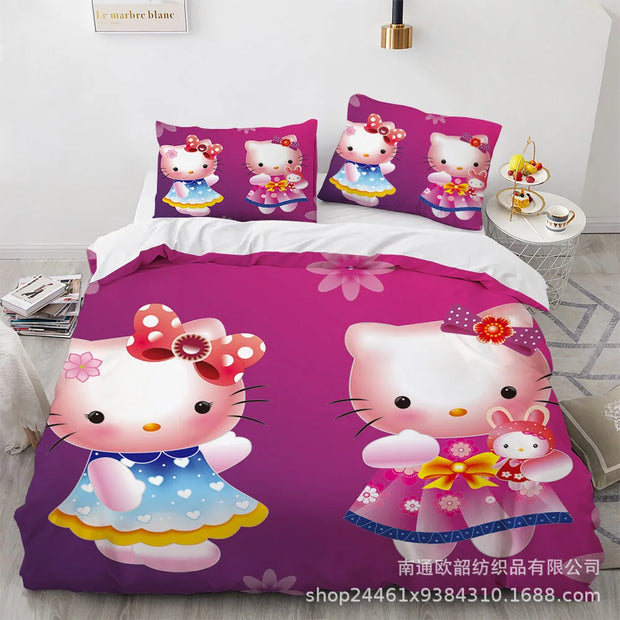 Sanrio Hello Kitty Bedding Sets Comforter 3 Piece Sets