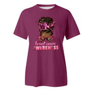 Round Neck Short Sleeve Casual Women'S International Breast Cancer Awareness Month T-Shirt