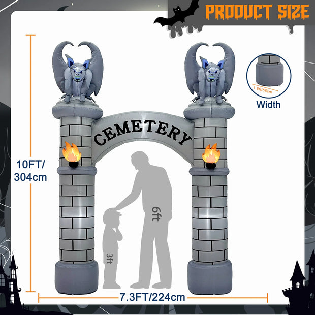 10FT Inflatable Halloween Haunted Cemetery Arch Yard Decoration