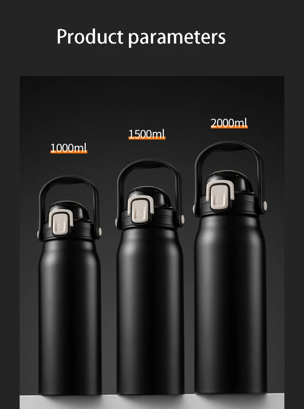 2L Stainless Steel Thermal Bottle With Straw