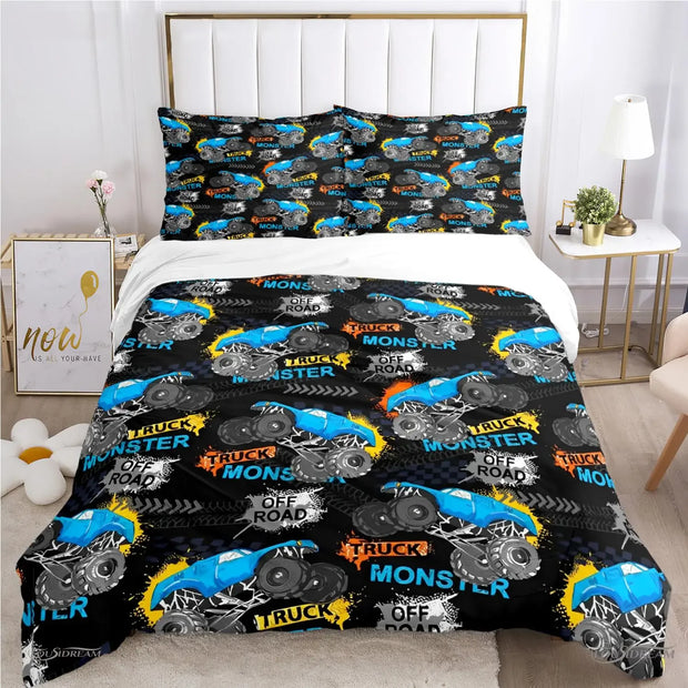 Cartoon Monster Truck Comforter Bedding Sets