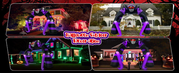 10FT Halloween Inflatable Spider Arch Blow Up with LED Light