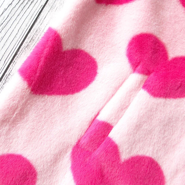 Harajuku Heart Print Plush Jacket