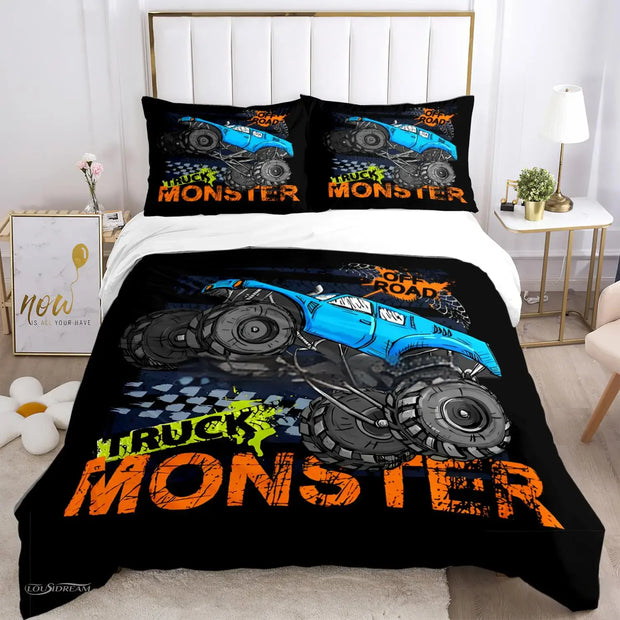 Cartoon Monster Truck Comforter Bedding Sets