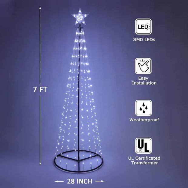 7 ft Lighted Outdoor Christmas Tree Cone, 336 LEDs