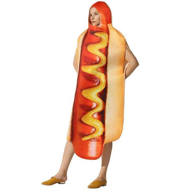 Adult Funny 3D Print Hot Dog Costumes