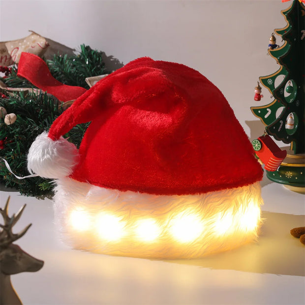 Long Plush LED Christmas Hat