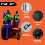 6 FT Tall Halloween Inflatable Three Witch Around Cauldron