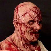 Halloween Realistic Latex Bald Human Face Blood Scar Mask