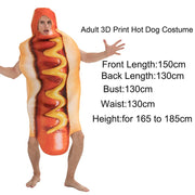 Adult Funny 3D Print Hot Dog Costumes