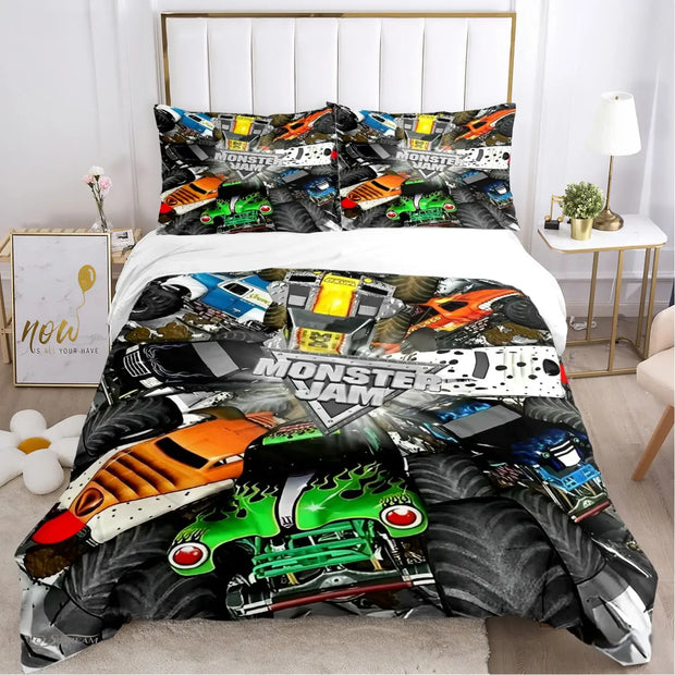 Cartoon Monster Truck Comforter Bedding Sets