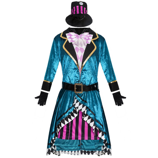 Halloween Alice In Wonderland Clock Mad Hatter Cosplay Costume