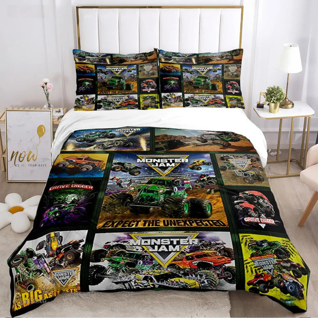 Cartoon Monster Truck Comforter Bedding Sets