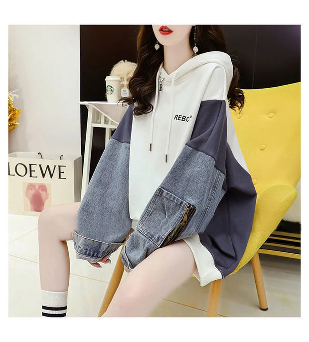 Vintage Women Patchwork Sweatshirt