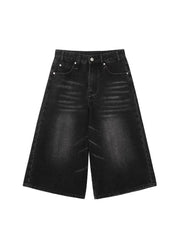 Deeptown Black Baggy Denim Shorts