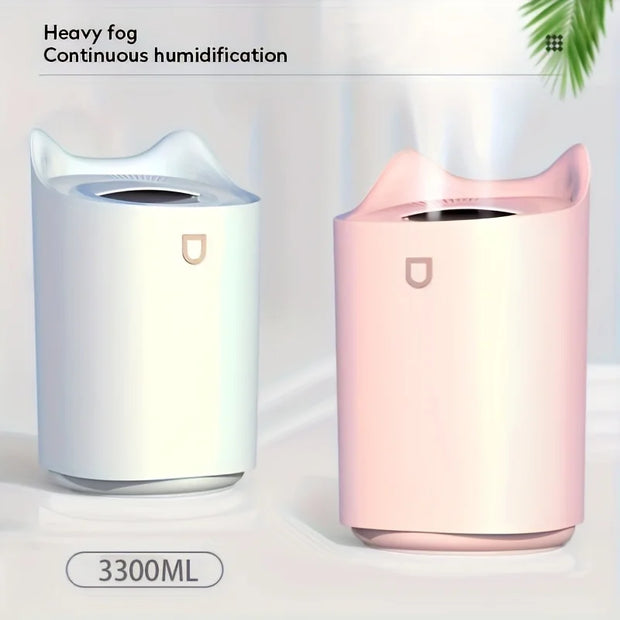 3.3L Large Capacity Double Nozzle LED Light Humidifier Essential Oil Diffuser