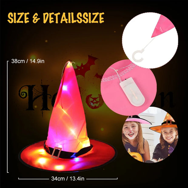 Glowing Halloween Decor LED Luminous Witch Hats