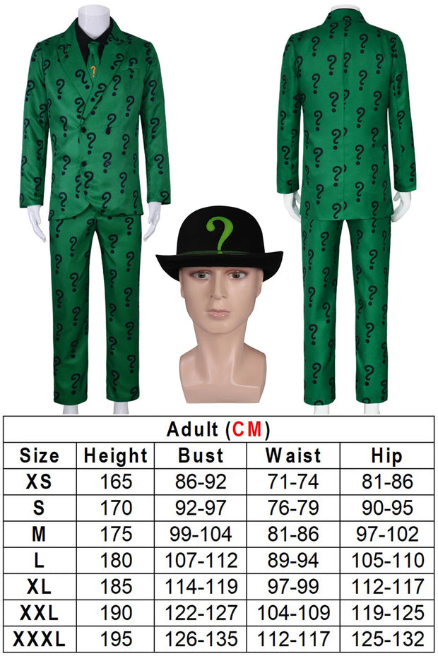 Mens Riddler Cosplay Costume