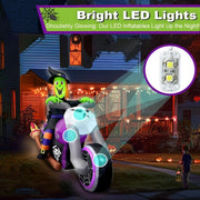 7FT Long Halloween Inflatable Witch On Motorcycle with Built-in LED