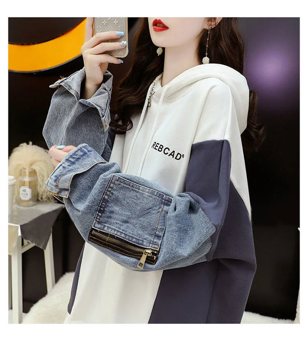 Vintage Women Patchwork Sweatshirt