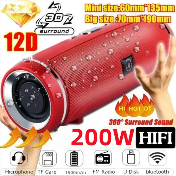 200W Portable Bluetooth Speaker IPX7 Waterproof Speaker