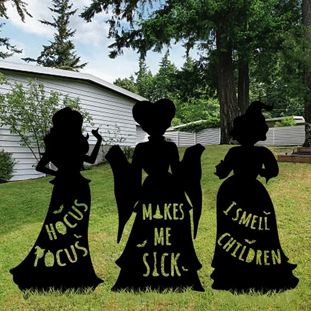 1Pcs Witch Halloween Decorations Outdoor Black Hocus Pocus Witches Silhouette Yard Signs