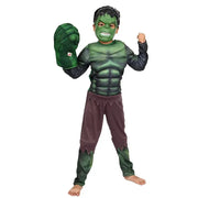 Child Hulk Muscle Costume Superhero Hulk Cosplay Muscle Costume Mask Fist Plush Gloves Child Boys Halloween Christmas Clothes