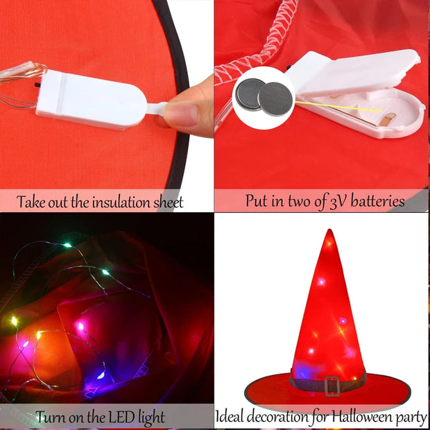 Glowing Halloween Decor LED Luminous Witch Hats