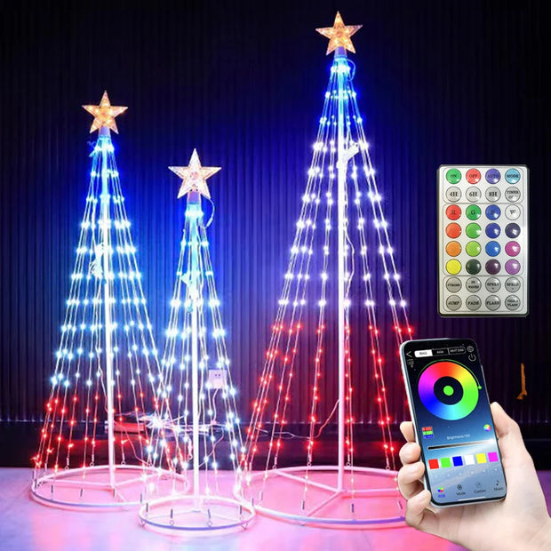 Up to 6ft 9in (2.1 meter) Smart Remote/App Control RGB Cone Christmas Tree with with Star Topper With Music Sync