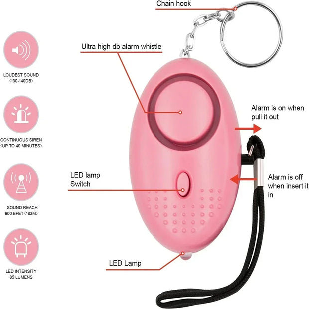 Portable Self Defense Personal Security Alarm Keychain 130DB