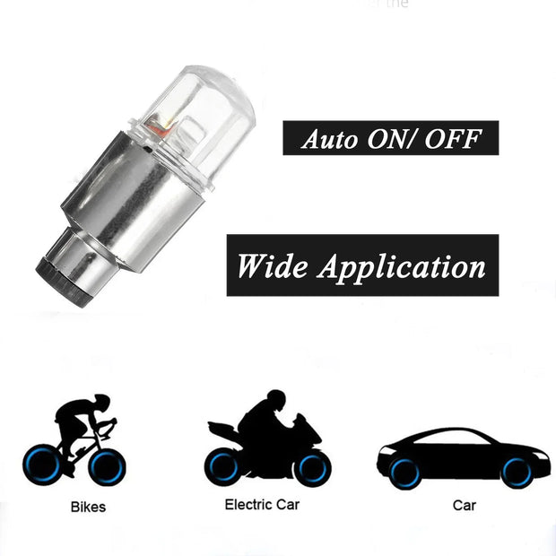 2/4Pcs Car Wheel Air Valve Stem Led Light Caps Cover